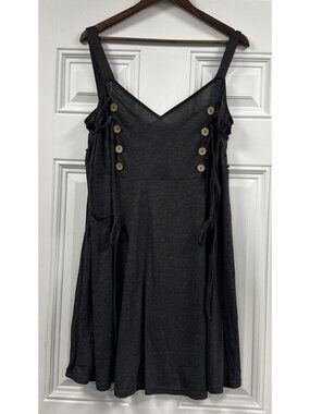 NWT Dresslilly Dressfo Knit Dk Gray Sundress Button Corset Sides Dress XXL 12